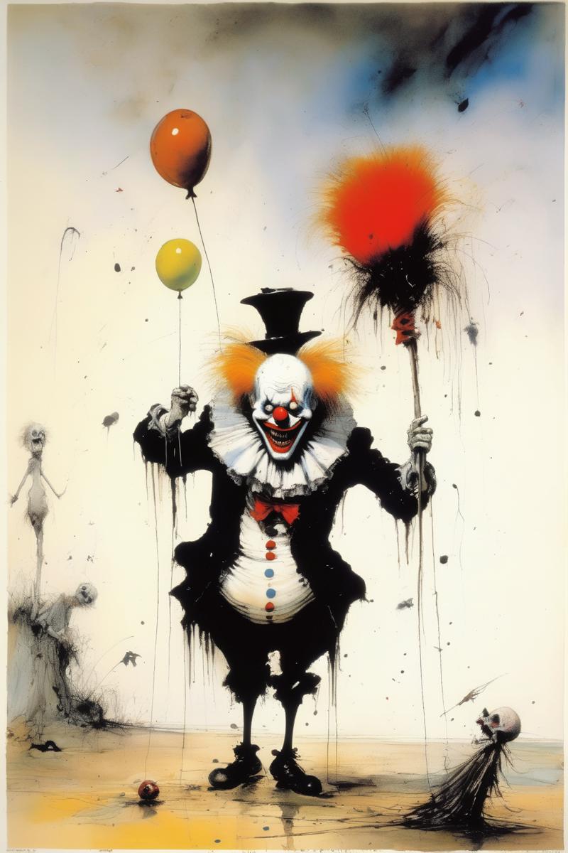 00189-1978499909-_lora_Ralph Steadman Style_1_Ralph Steadman Style - the death of a horror clown, style arthur boyd and ralph steadman combined.png